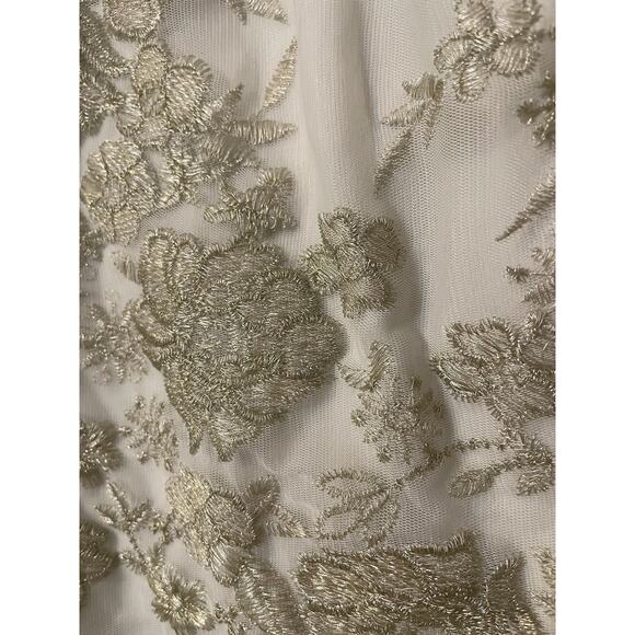 John Mayer Studio Embroidered Tank Top Sheer Tulle Overlay Y2K Boho White Large - Picture 4 of 6